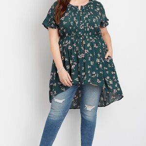 Maurices Green Asymmetrical Tiered Tunic
